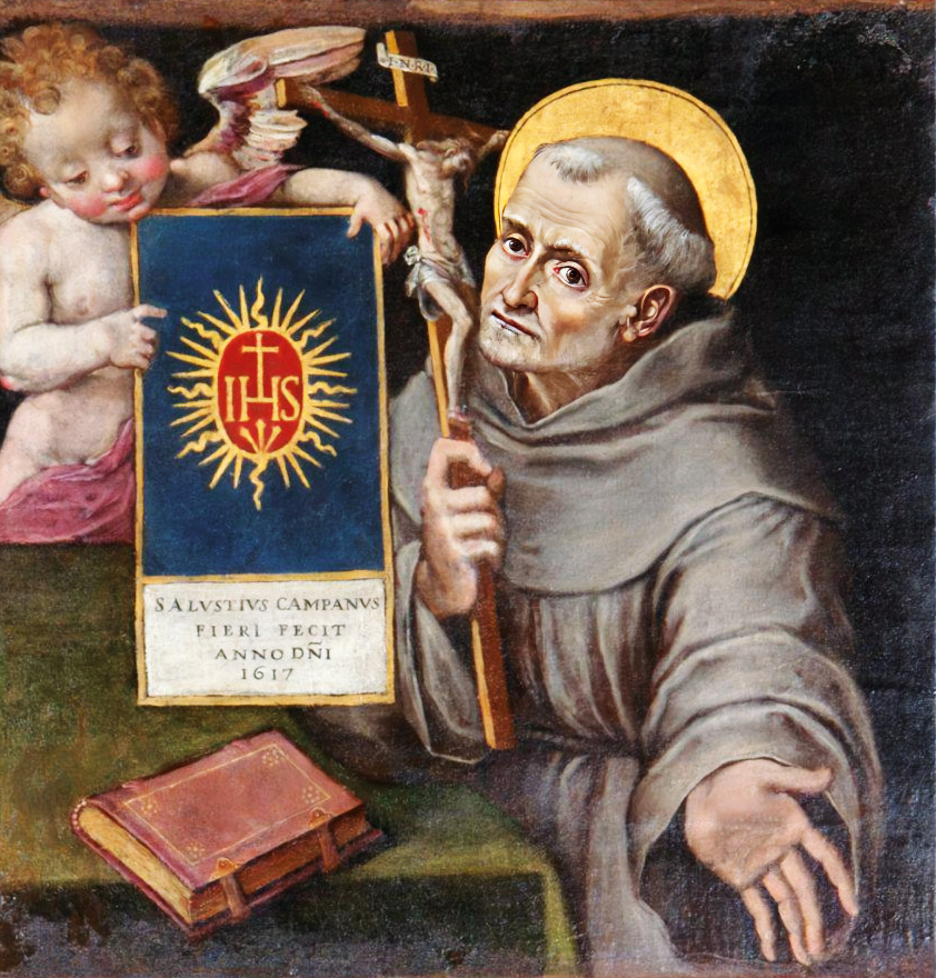 San Bernardino da Siena con il monogramma IHS